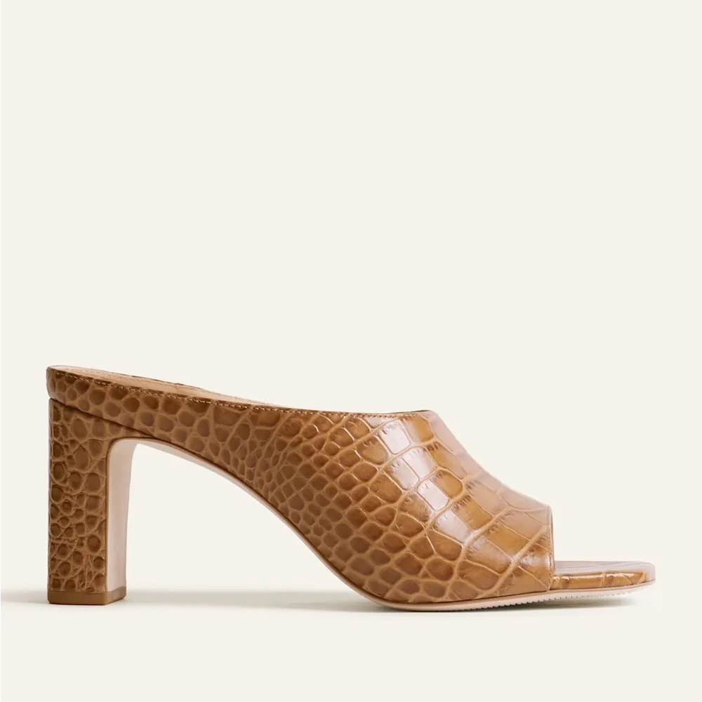 Reformation Luella Block Heeled Sandal Nutmeg Croc-effect - Size 8.5